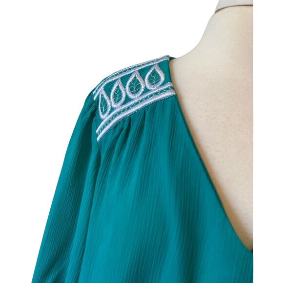 Bob Mackie NWT Embroidered Metallic Ribbed Sheer Blouse Womens 28W Plus Art Chic - Picture 4 of 11